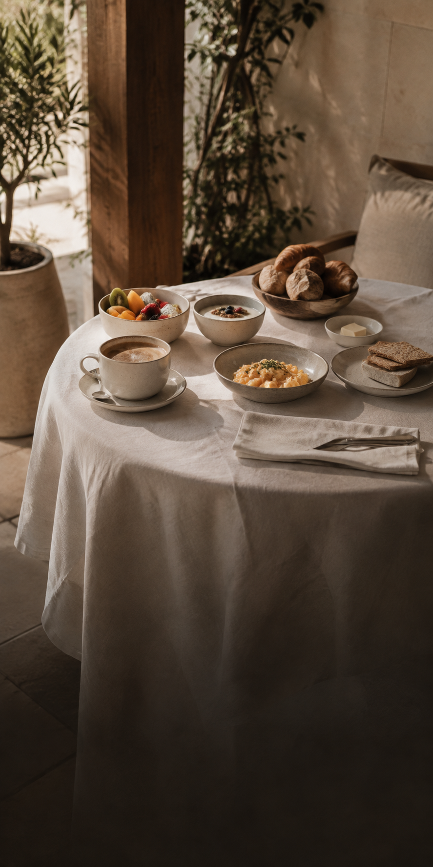 Hotel breakfast table